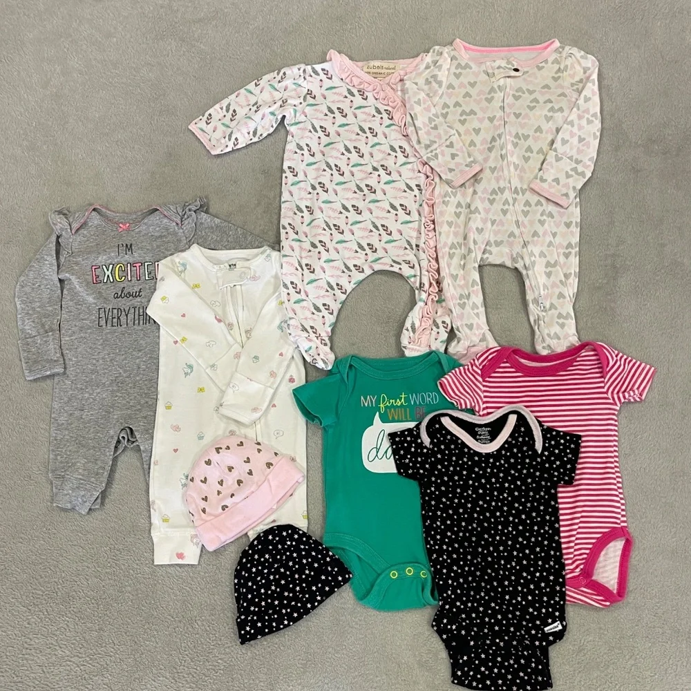 Newborn Baby Bundle Onesies, Pajamas & Hats 10+ Pieces
